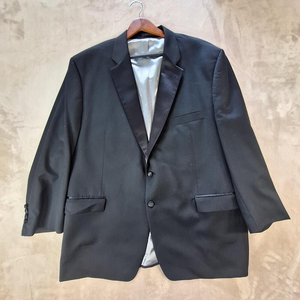 Calvin Klein Suit Jacket Mens 52 Regular Black Ventless 2 Button Tuxedo Formal